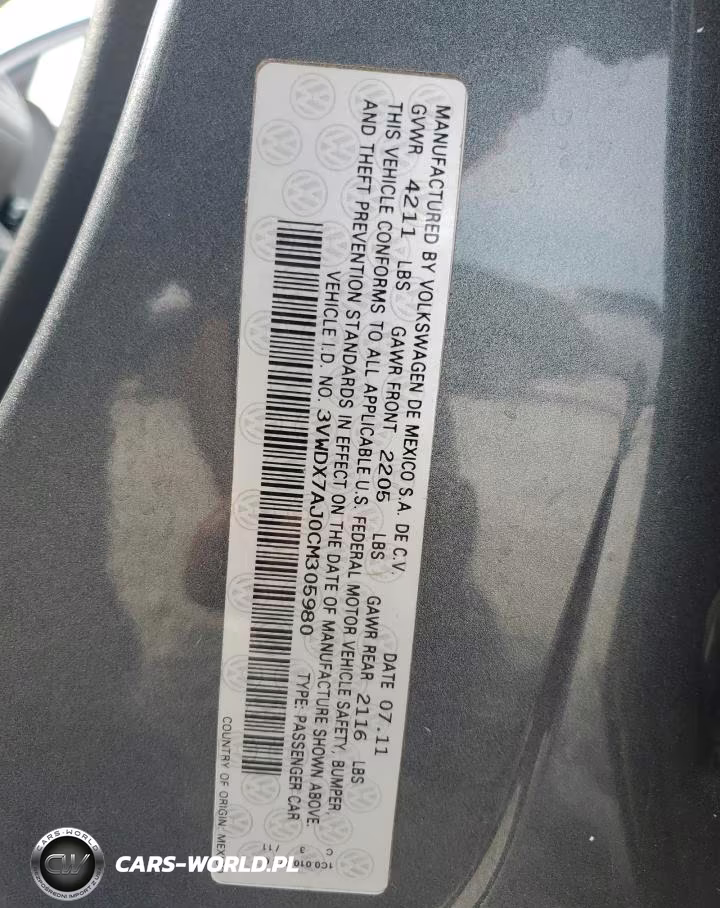 2012 Volkswagen Jetta Se VIN:3VWDX7AJ0CM305980 - 12