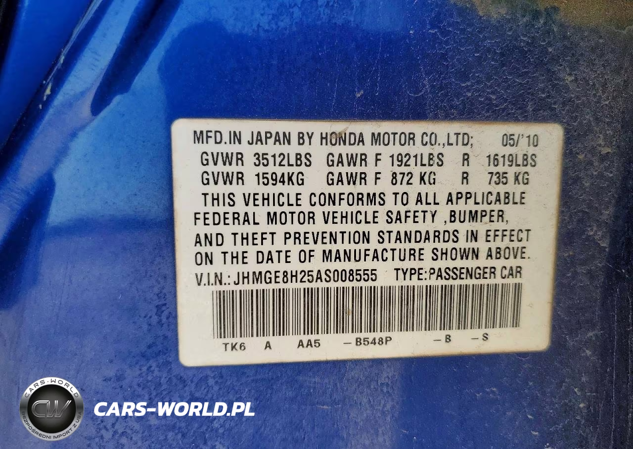 2010 Honda Fit VIN:JHMGE8H25AS008555 - 12
