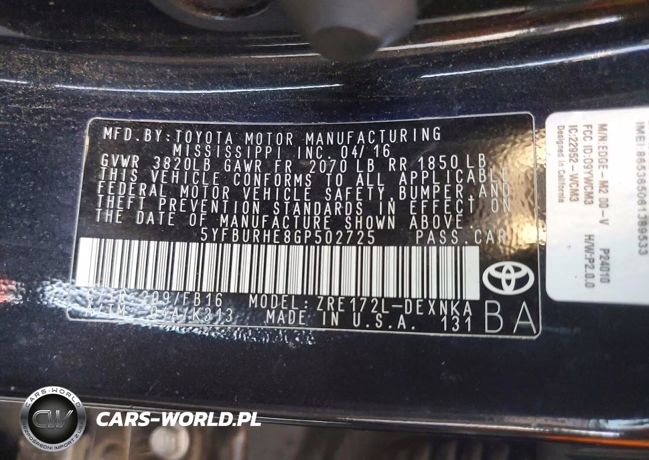 2016 Toyota Corolla L VIN:5YFBURHE8GP502725 - 13