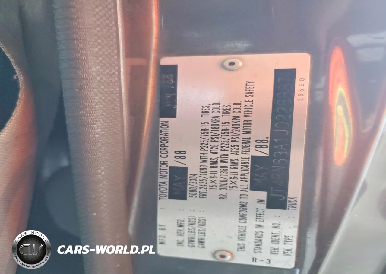 1988 Toyota Pickup Base VIN:JT4RN63A1J0226887 - 12