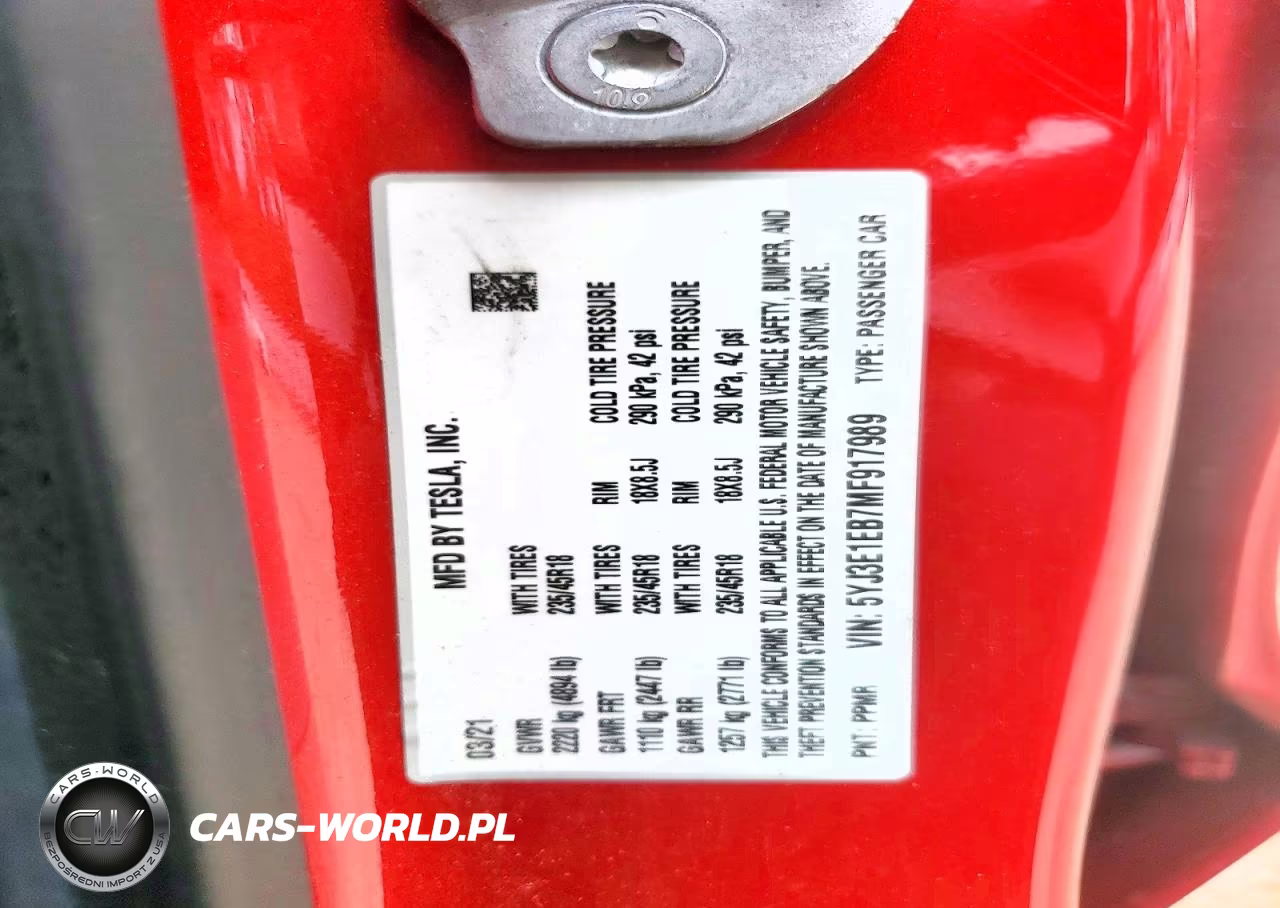 2021 Tesla Model 3 VIN:5YJ3E1EB7MF917989 - 12