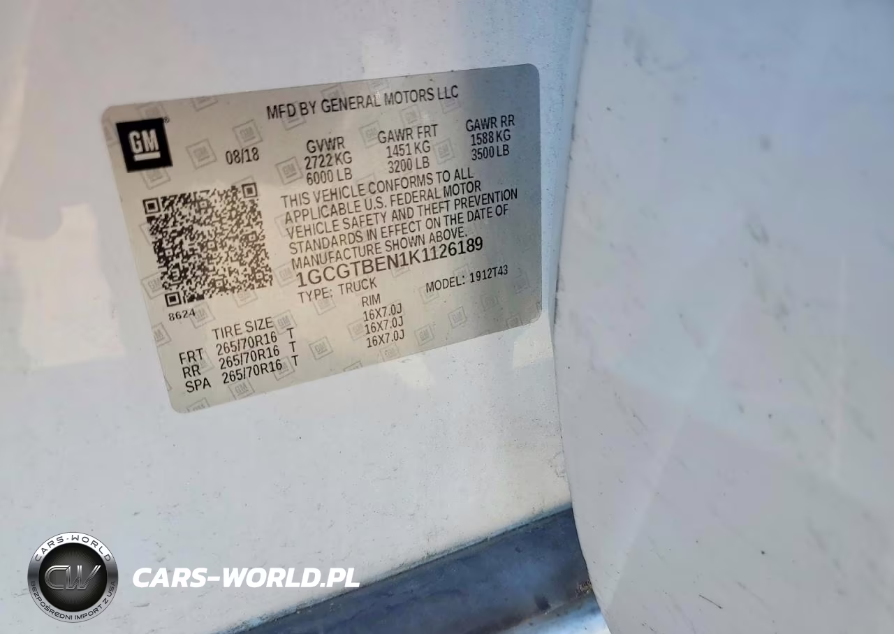 2019 Chevrolet Colorado VIN:1GCGTBEN1K1126189 - 12