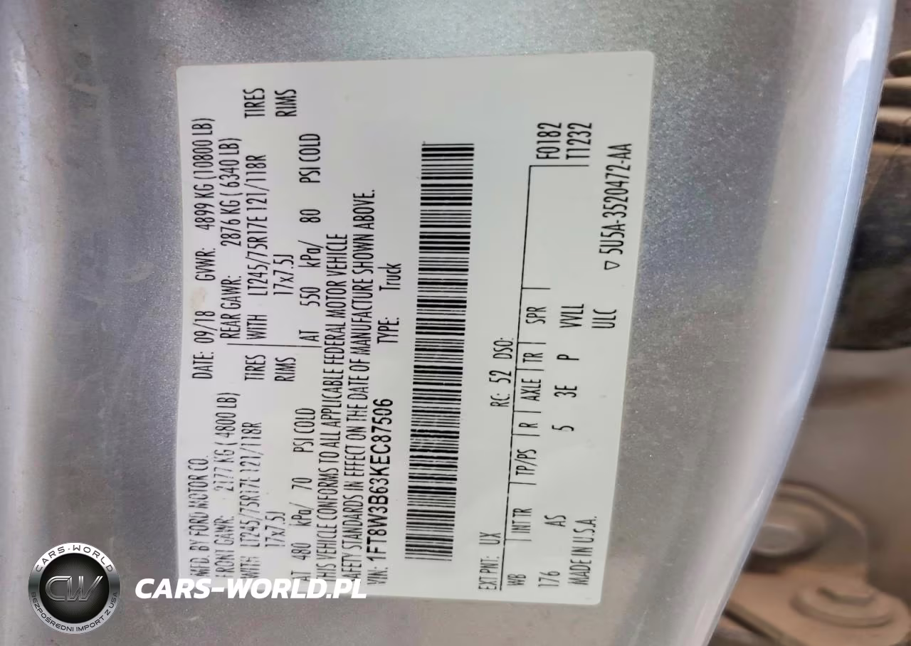 2019 Ford F350 Super Duty VIN:1FT8W3B63KEC87506 - 12