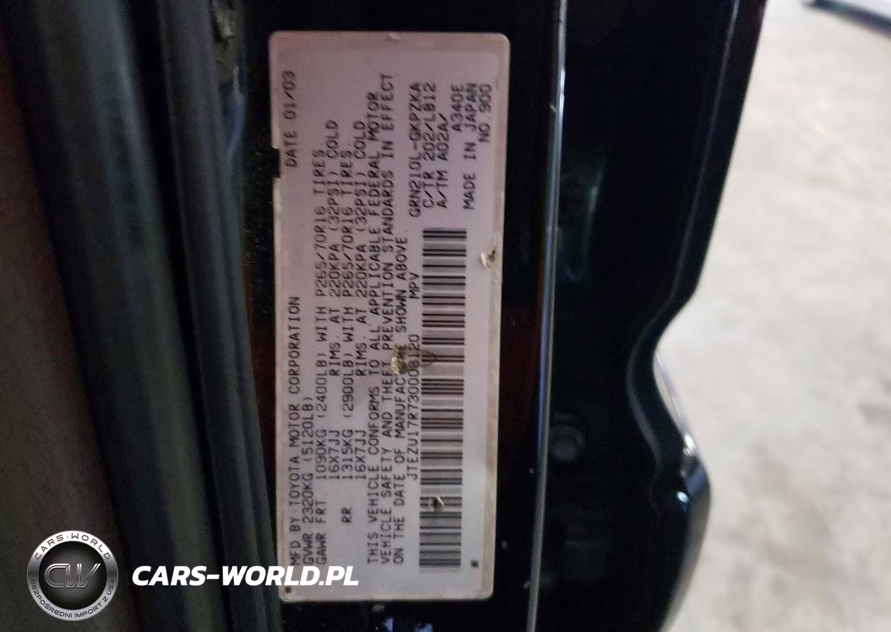 2003 Toyota 4Runner Limited VIN:JTEZU17R730008120 - 12