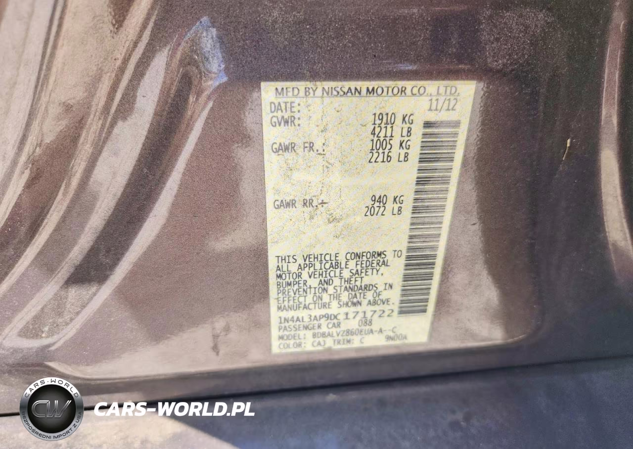 2013 Nissan Altima 2.5 VIN:1N4AL3AP9DC171722 - 12