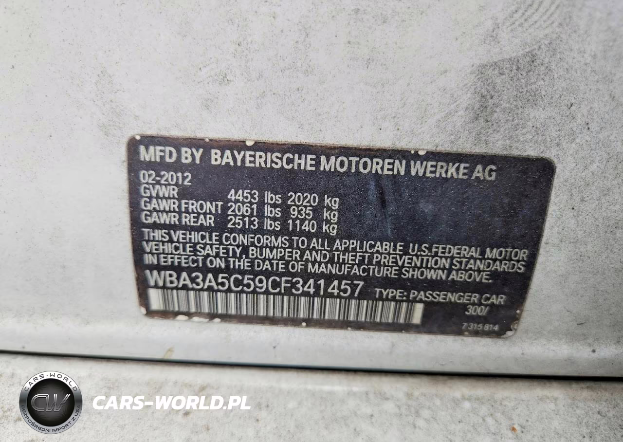 2012 BMW 328 I VIN:WBA3A5C59CF341457 - 12
