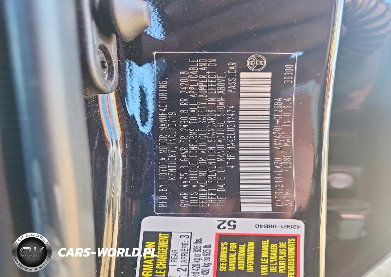 2020 Toyota Camry Xle VIN:4T1F11AK6LU312474 - 12
