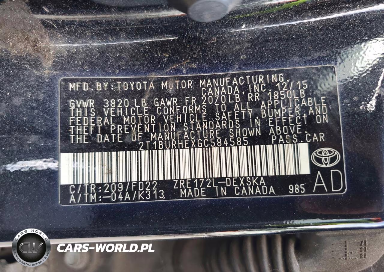 2016 Toyota Corolla S Special Edition VIN:2T1BURHEXGC584585 - 12