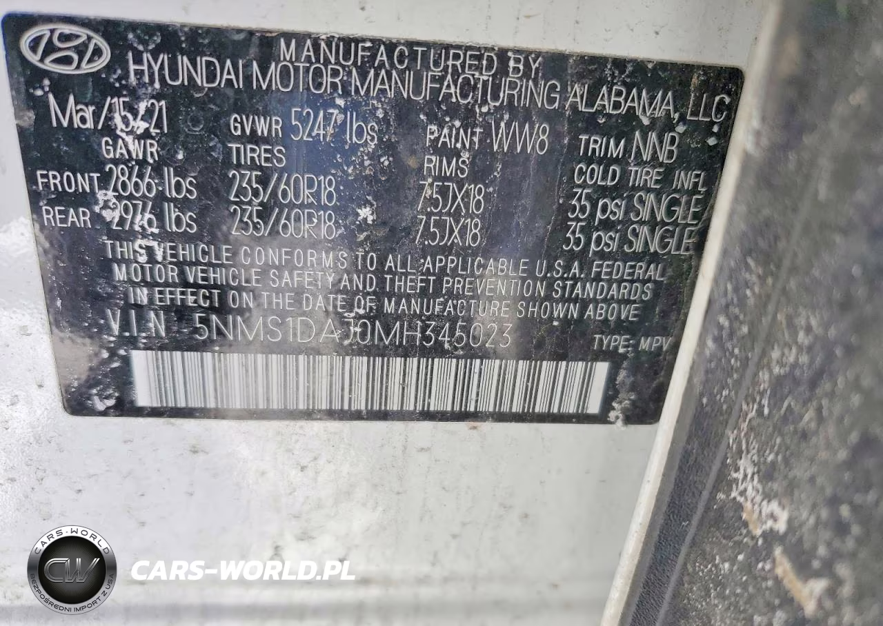 2021 Hyundai Santa Fe Se VIN:5NMS1DAJ0MH345023 - 14