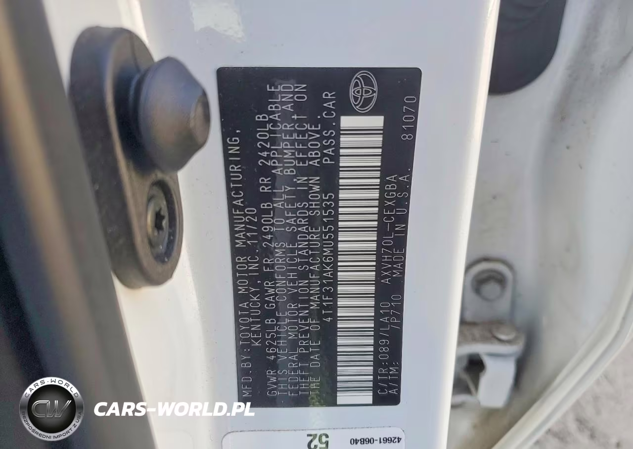 2021 Toyota Camry Xle VIN:4T1F31AK6MU551535 - 12