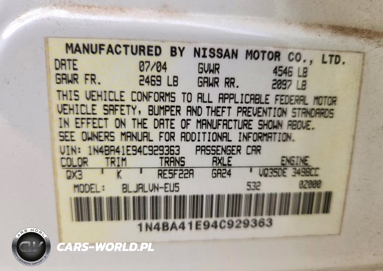 2004 Nissan Maxima Se- VIN:1N4BA41E94C929363 - 12