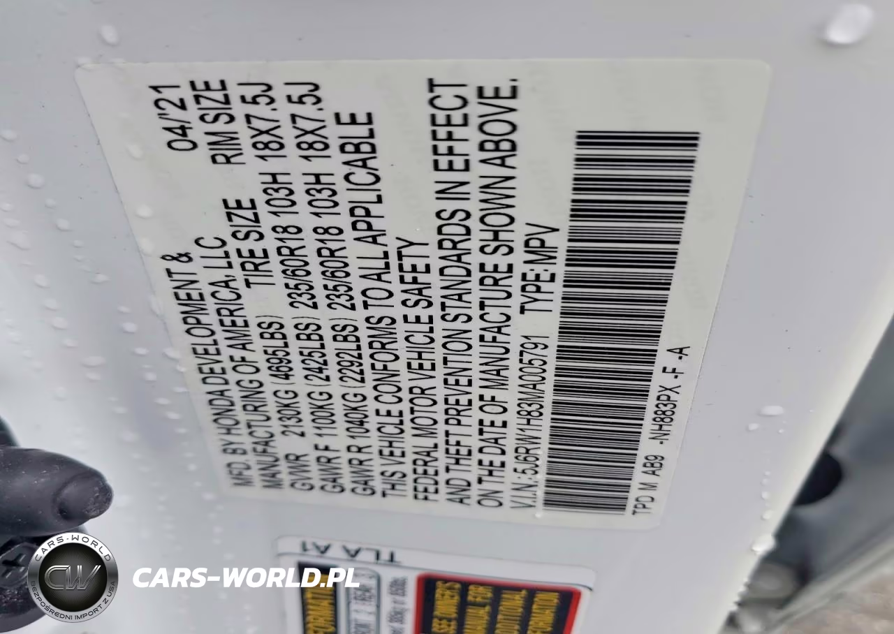 2021 Honda Cr-V Exl VIN:5J6RW1H83MA005791 - 13