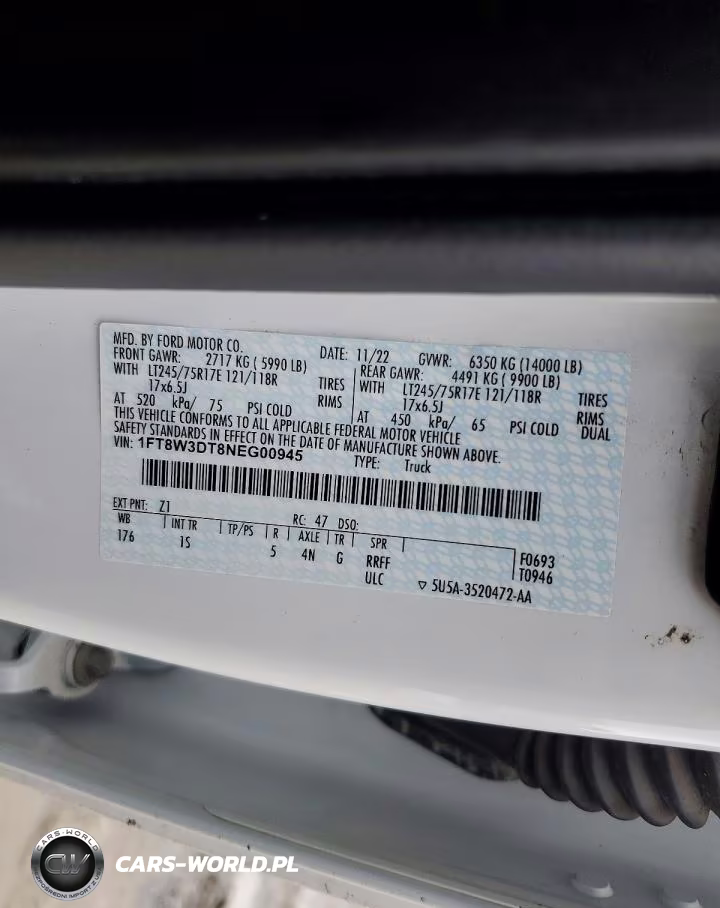 2022 Ford F350 Super Duty VIN:1FT8W3DT8NEG00945 - 12