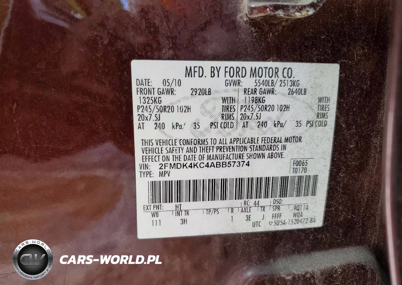 2010 Ford Edge Limited VIN:2FMDK4KC4ABB57374 - 13