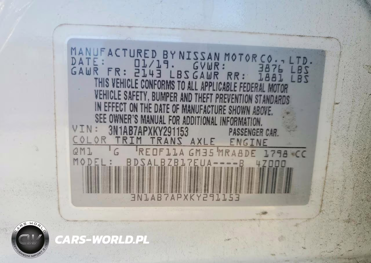 2019 Nissan Sentra S VIN:3N1AB7APXKY291153 - 13