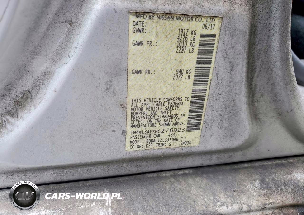 2017 Nissan Altima 2.5 Sl VIN:1N4AL3APXHC276923 - 12