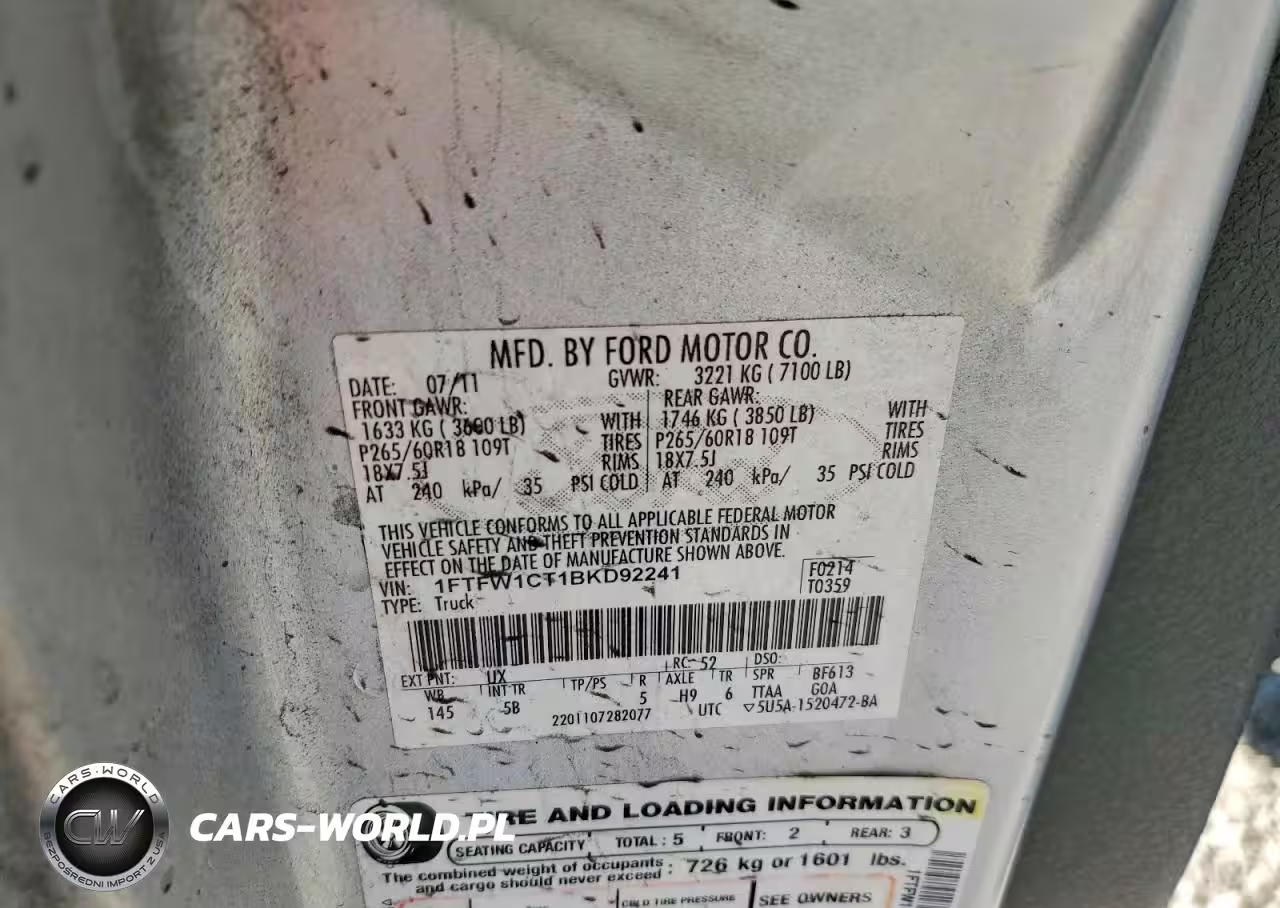 2011 Ford F150 Supercrew VIN:1FTFW1CT1BKD92241 - 12