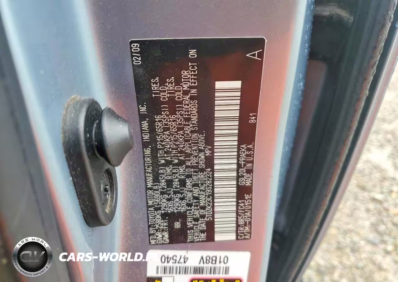 2009 Toyota Sienna Ce VIN:5TDZK23C19S282324 - 13