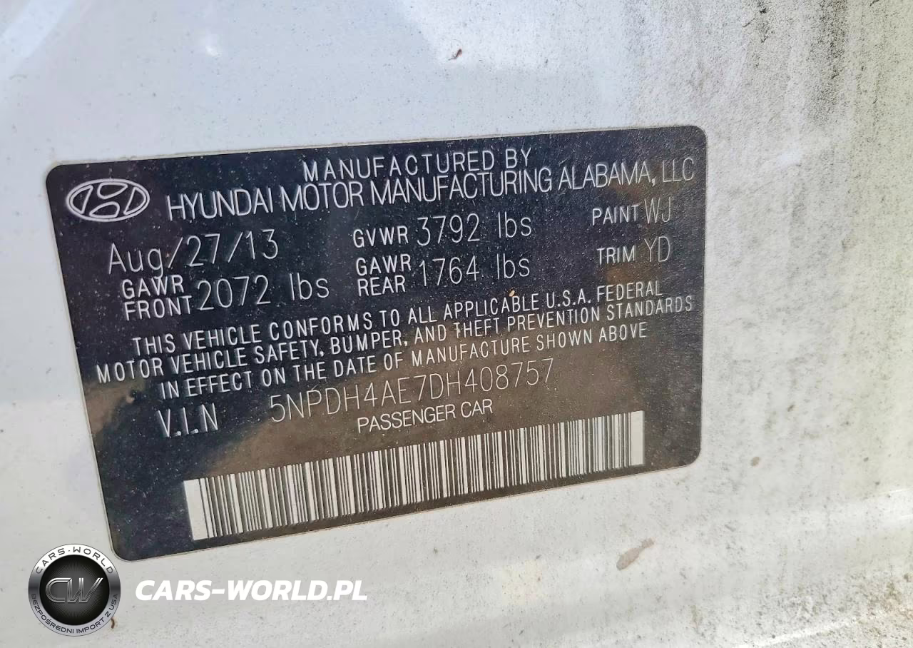 2014 Hyundai Elantra VIN:5NPDH4AE7DH408757 - 12