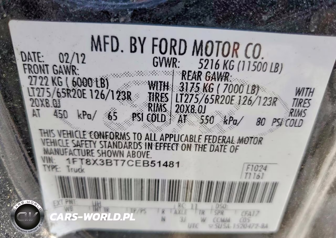 2012 Ford F350 Super Duty VIN:1FT8X3BT7CEB51481 - 12