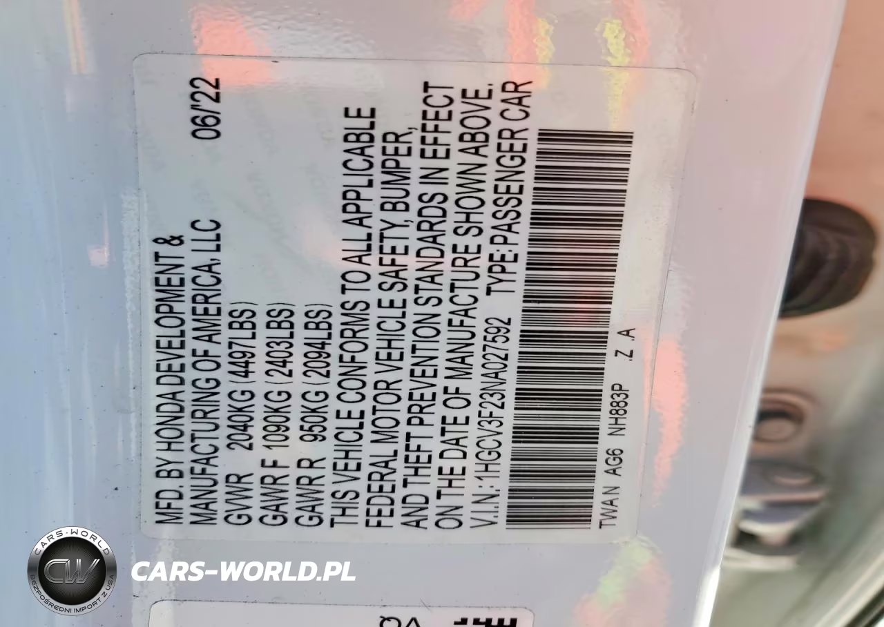 2022 Honda Accord Hybrid Sport VIN:1HGCV3F23NA027592 - 13