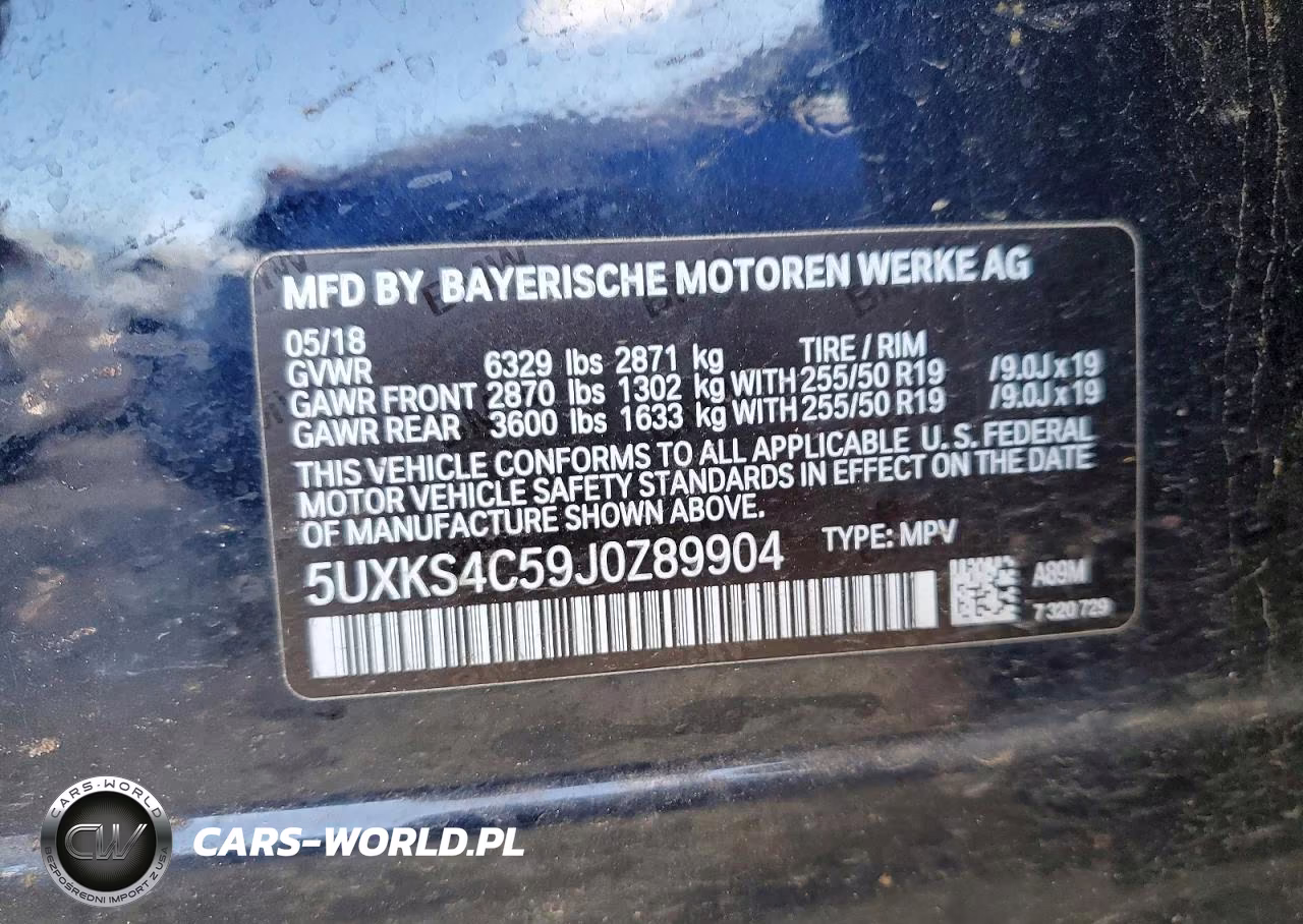 2018 BMW X5 xDrive35D VIN:5UXKS4C59J0Z89904 - 13