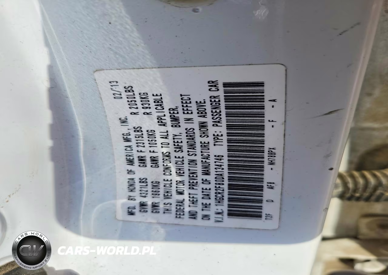 2013 Honda Accord Exl VIN:1HGCR2F80DA134746 - 12