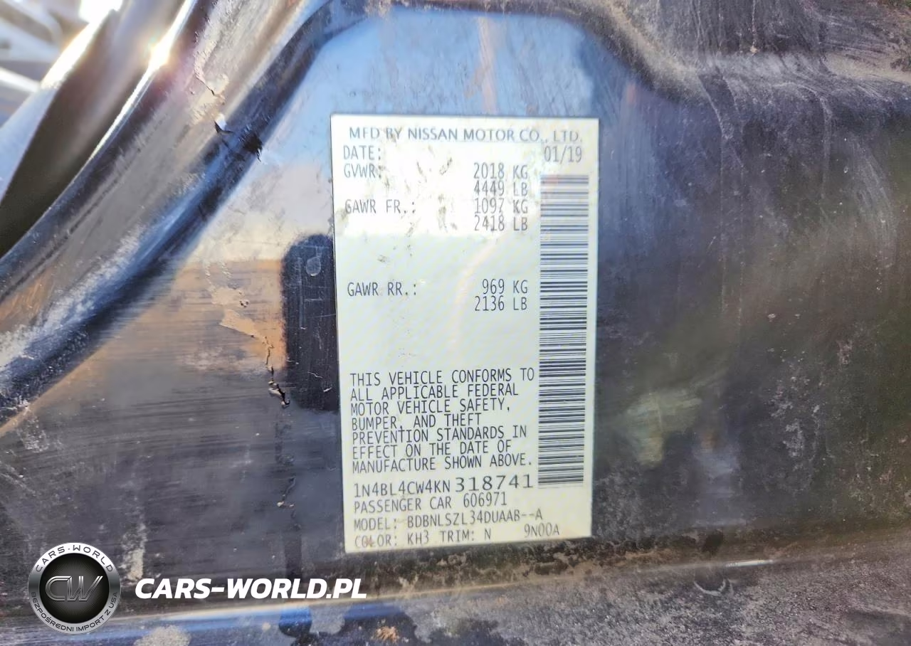 2019 Nissan Altima Sr VIN:1N4BL4CW4KN318741 - 13