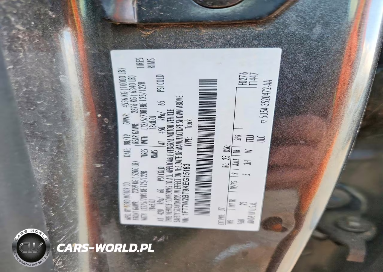 2019 Ford F250 Super Duty VIN:1FT7W2BT9KEG15183 - 12