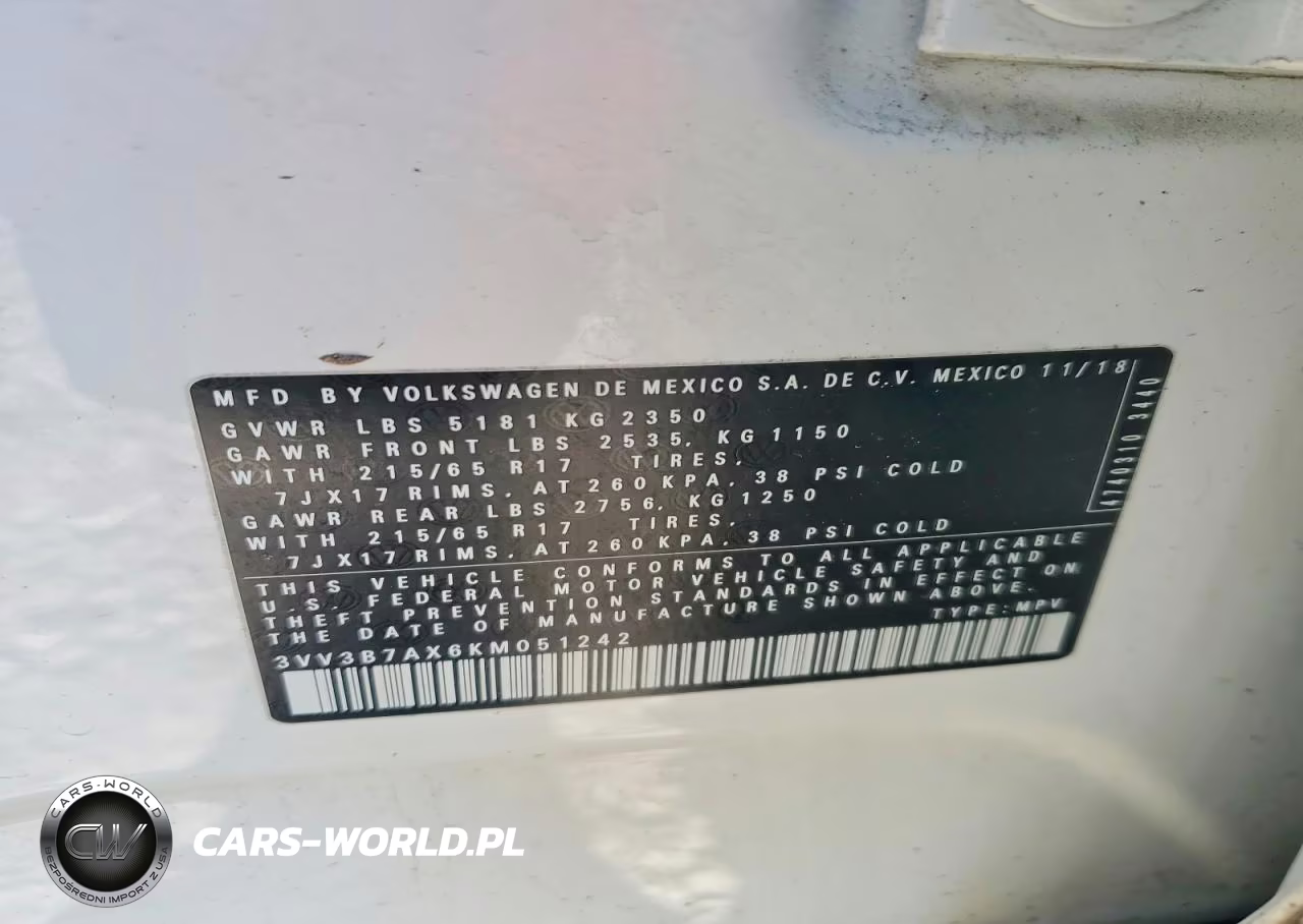 2019 Volkswagen Tiguan Se VIN:3VV3B7AX6KM051242 - 13