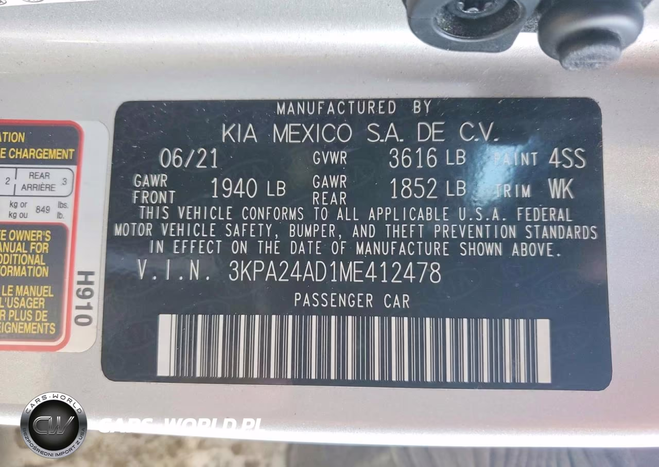 2021 Kia Rio Lx VIN:3KPA24AD1ME412478 - 12
