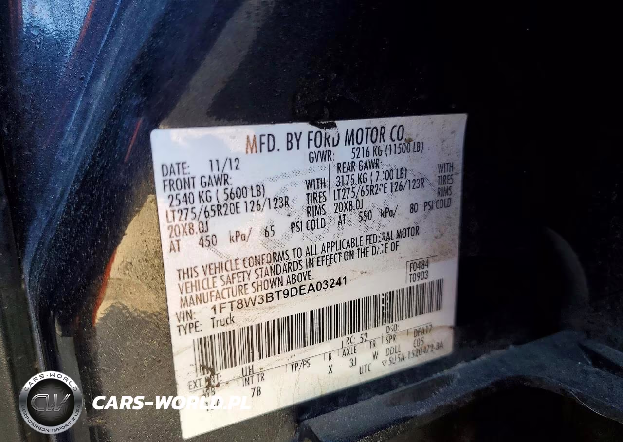 2013 Ford F350 Super Duty VIN:1FT8W3BT9DEA03241 - 12
