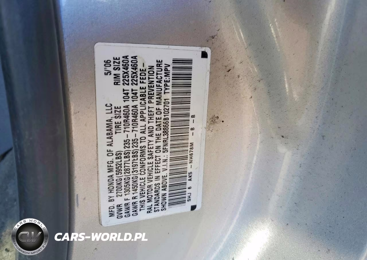 2006 Honda Odyssey Touring VIN:5FNRL38866B102701 - 13