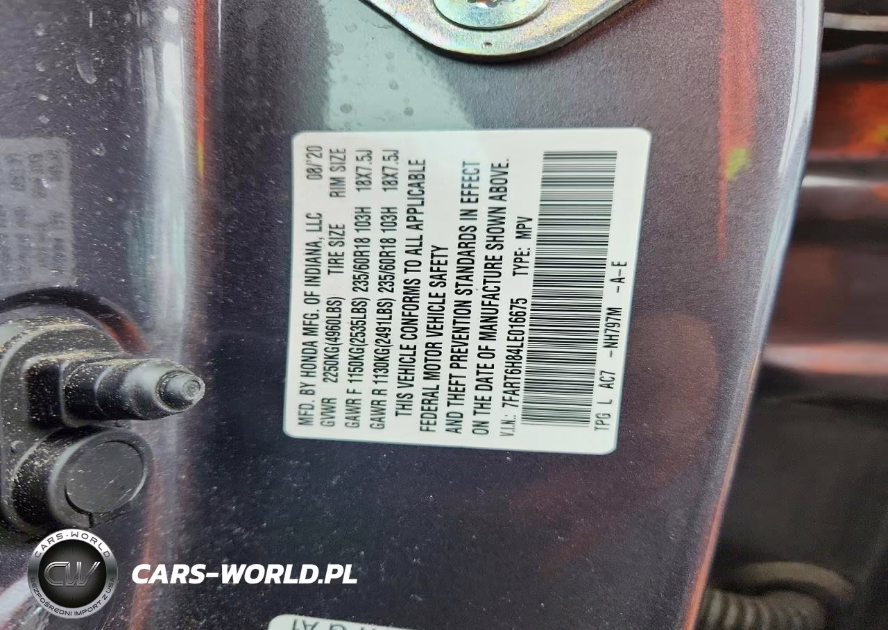 2020 Honda Cr-V Exl VIN:7FART6H84LE016675 - 14
