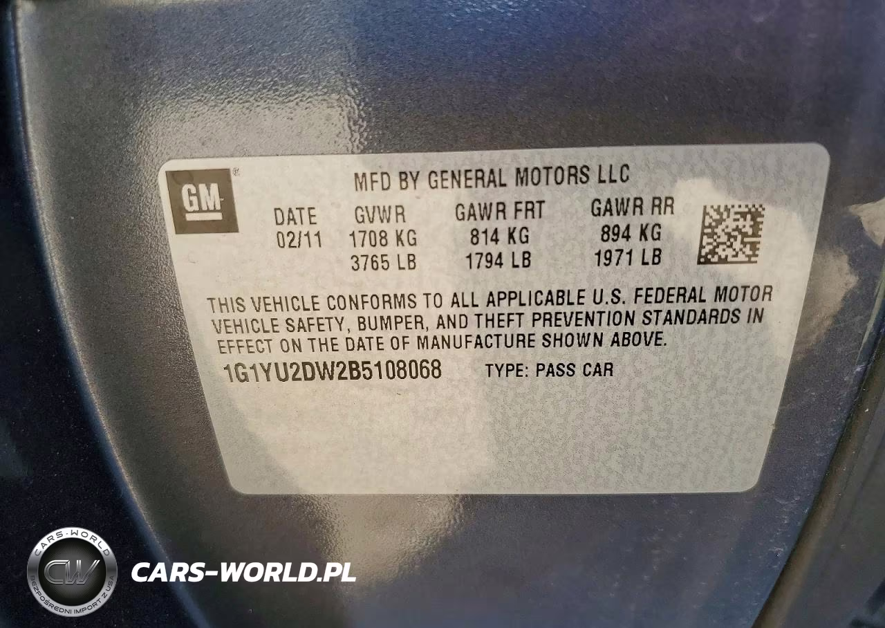2011 Chevrolet Corvette Grand Sport VIN:1G1YU2DW2B5108068 - 13