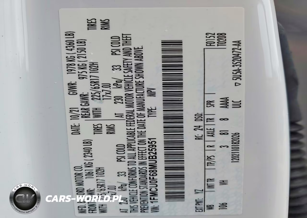 2021 Ford Escape S VIN:1FMCU0F68MUB25951 - 12