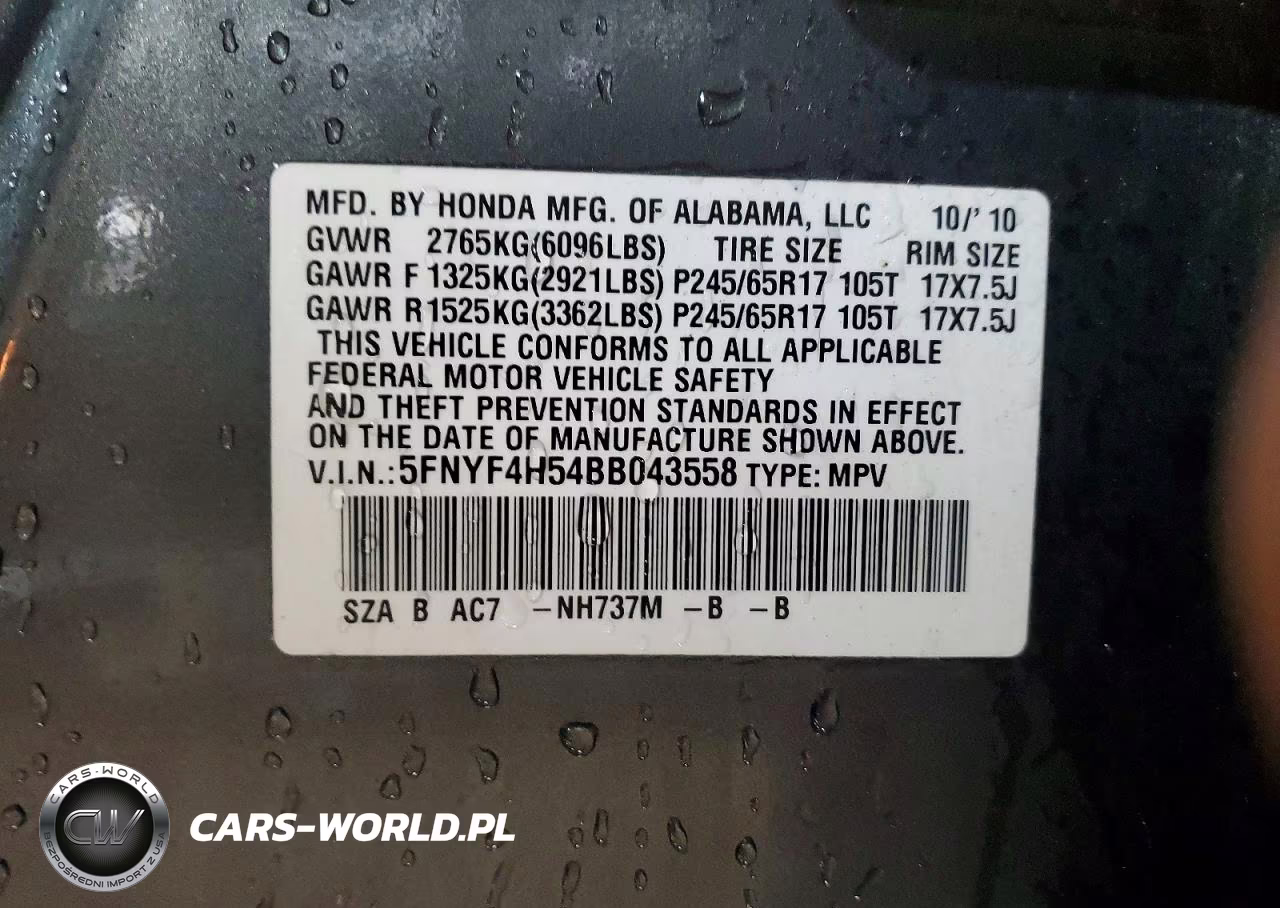 2011 Honda Pilot Exl VIN:5FNYF4H54BB043558 - 12