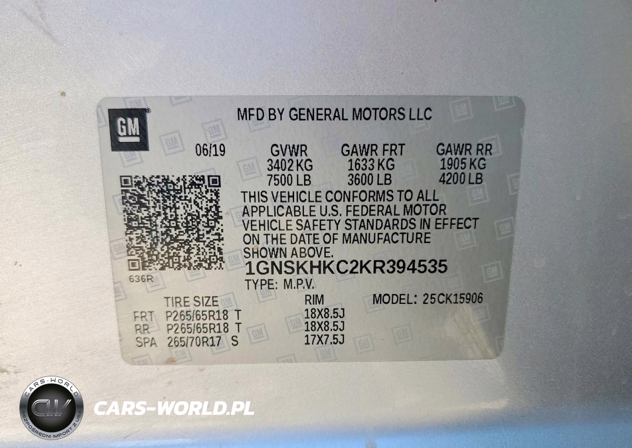 2019 Chevrolet Suburban K1500 Lt VIN:1GNSKHKC2KR394535 - 13