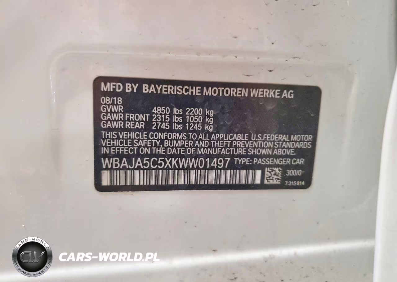 2019 BMW 530 I VIN:WBAJA5C5XKWW01497 - 13