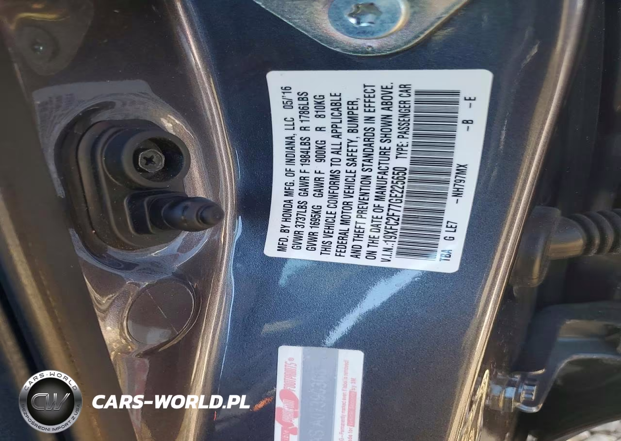 2016 Honda Civic Ex VIN:19XFC2F77GE225650 - 13