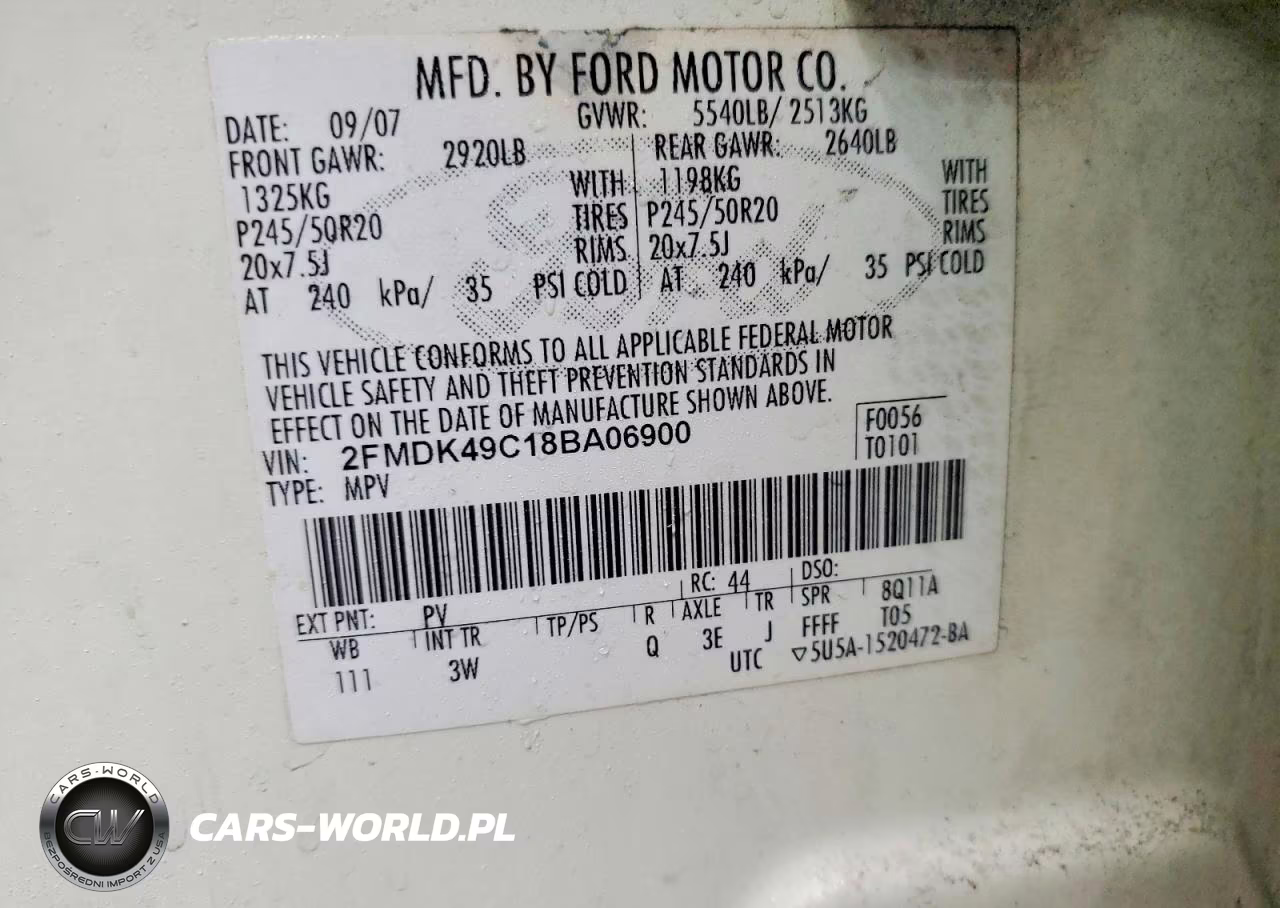 2008 Ford Edge Limited VIN:2FMDK49C18BA06900 - 12