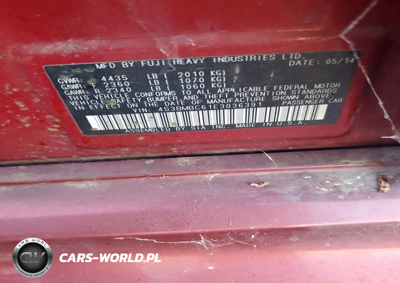 2014 Subaru Legacy 2.5I Premium VIN:4S3BMBC61E3036391 - 12