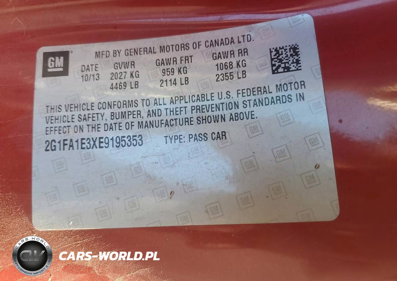 2014 Chevrolet Camaro Ls VIN:2G1FA1E3XE9195353 - 12