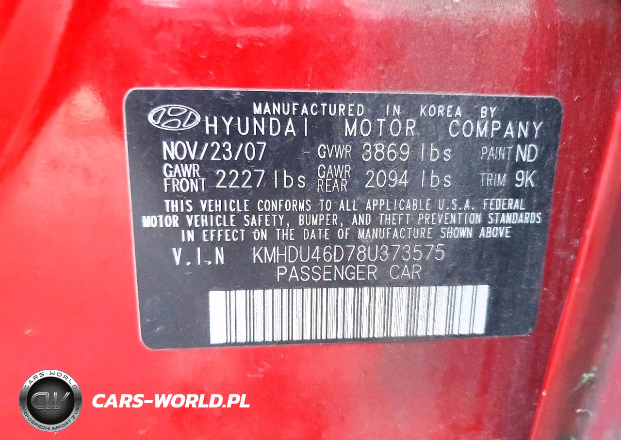 2008 Hyundai Elantra Gls VIN:KMHDU46D78U373575 - 12