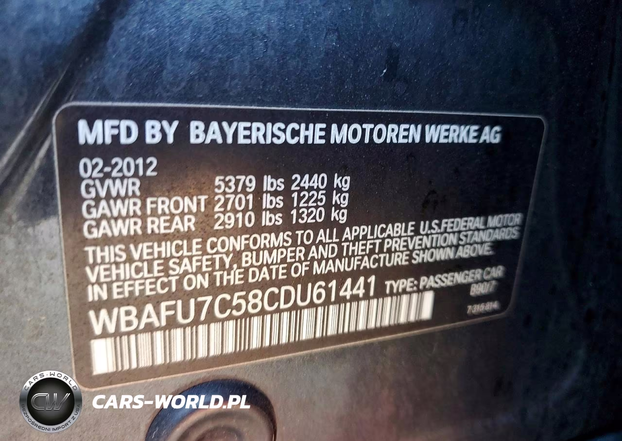 2012 BMW 535 Xi VIN:WBAFU7C58CDU61441 - 12