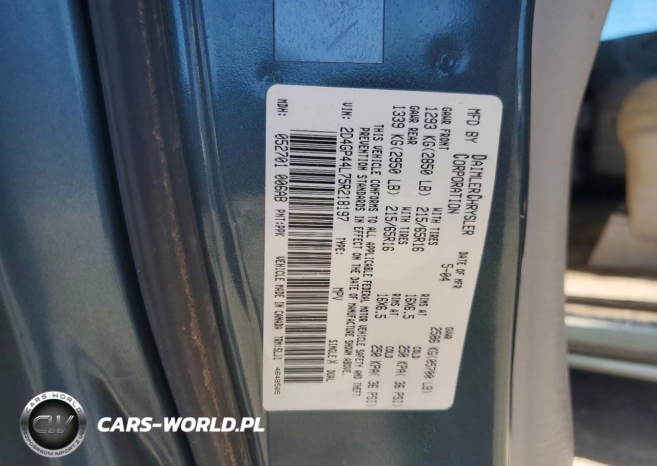2005 Dodge Grand Caravan Sxt VIN:2D4GP44L75R218197 - 13