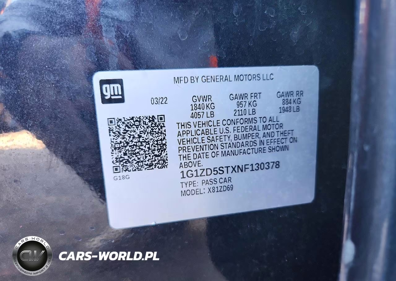 2022 Chevrolet Malibu Lt VIN:1G1ZD5STXNF130378 - 12