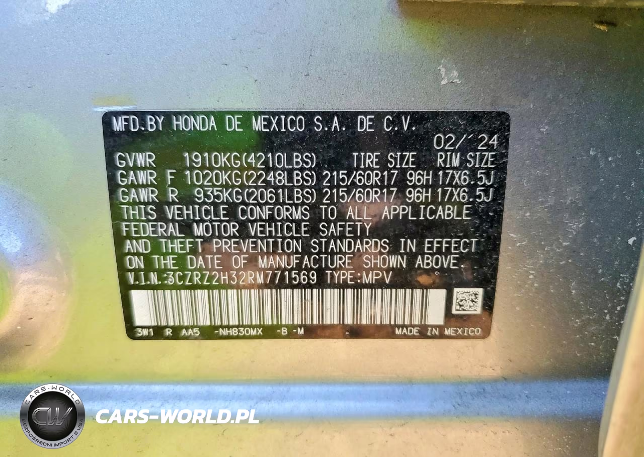 2024 Honda Hr-V Lx VIN:3CZRZ2H32RM771569 - 13