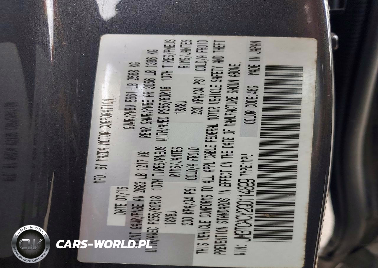 2016 Mazda Cx-9 Touring VIN:JM3TCACY2G0114899 - 13