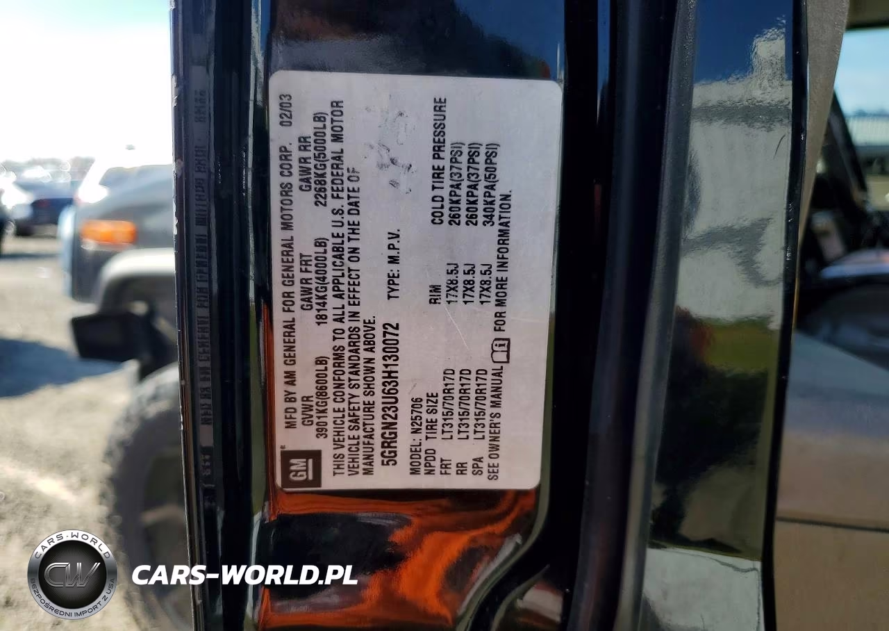 2003 Hummer H2 VIN:5GRGN23U63H130072 - 12